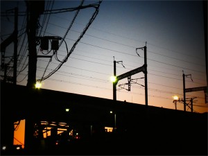 広島市　西区　東区　線路　夜景