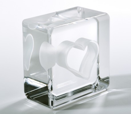 石英ガラスのハートペーパーウエイト