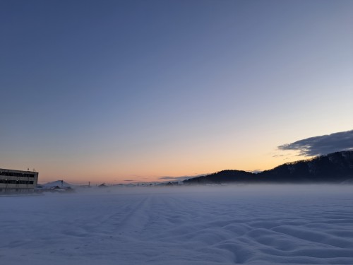 冬景色/モヤと夕焼け